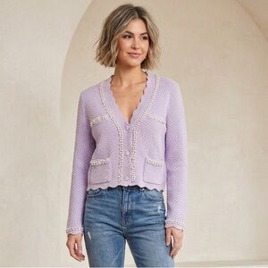 House of Harlow 1960 Lavender Pearl Cardigan